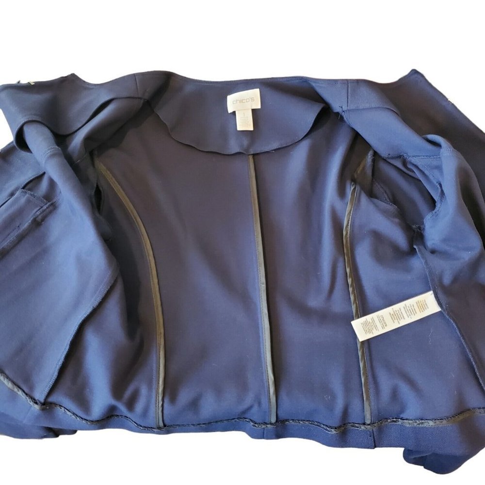Womens Navy Blue Military Style Jacketā Twill Stretchy Lightweight Medium Petite - Picture 5 of 8